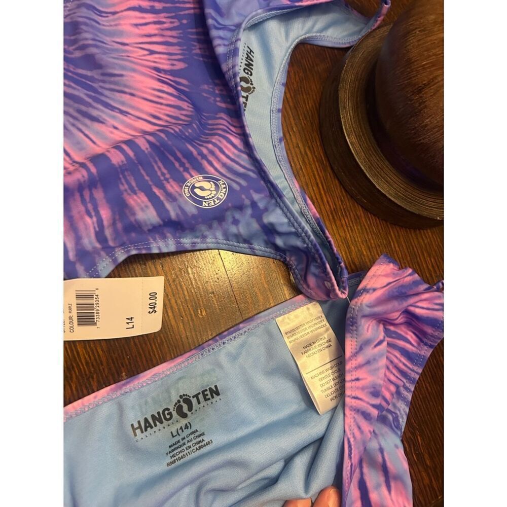 Hang Ten Girls Purple and Pink Tie-Dye Bikini Set - Picture 6 of 7